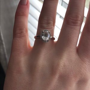 White Sapphire and Diamond Ring